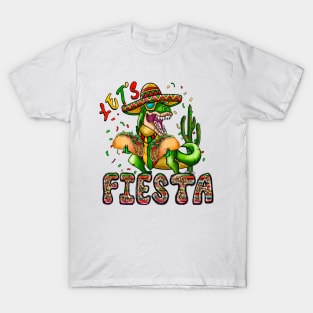 Let's Fiesta Mexican Dino Trex Cinco De Mayo Leopard Funny T-Shirt